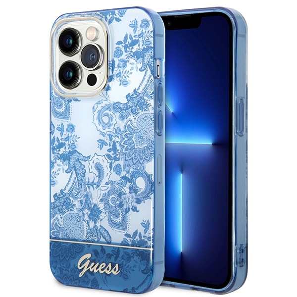 Guess GUHCP14LHGPLHB iPhone 14 Pro 6,1" blå/blå hardcase Porcelain Collection