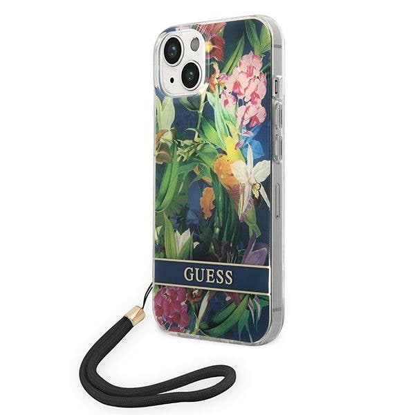 Guess GUOHCP14MHFLSB iPhone 14 Plus 6,7" blå / blå hardcase Flower Strap