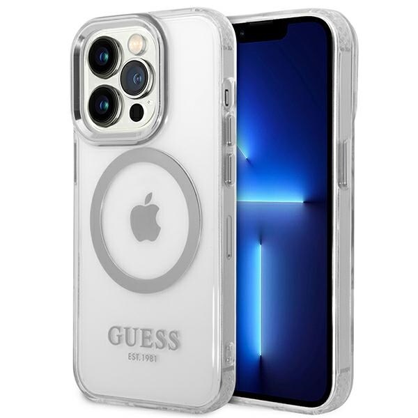Guess GUHMP14XHTRMS iPhone 14 Pro Max 6,7" sølv/sølv hardt etui Metal Outline Magsafe