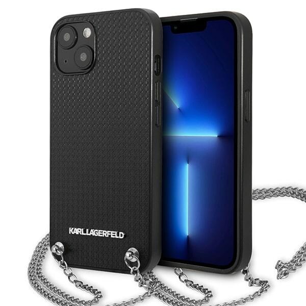Karl Lagerfeld KLHCP13SPMK iPhone 13 mini 5,4 "hardcase svart / svart skinnteksturert og kjede