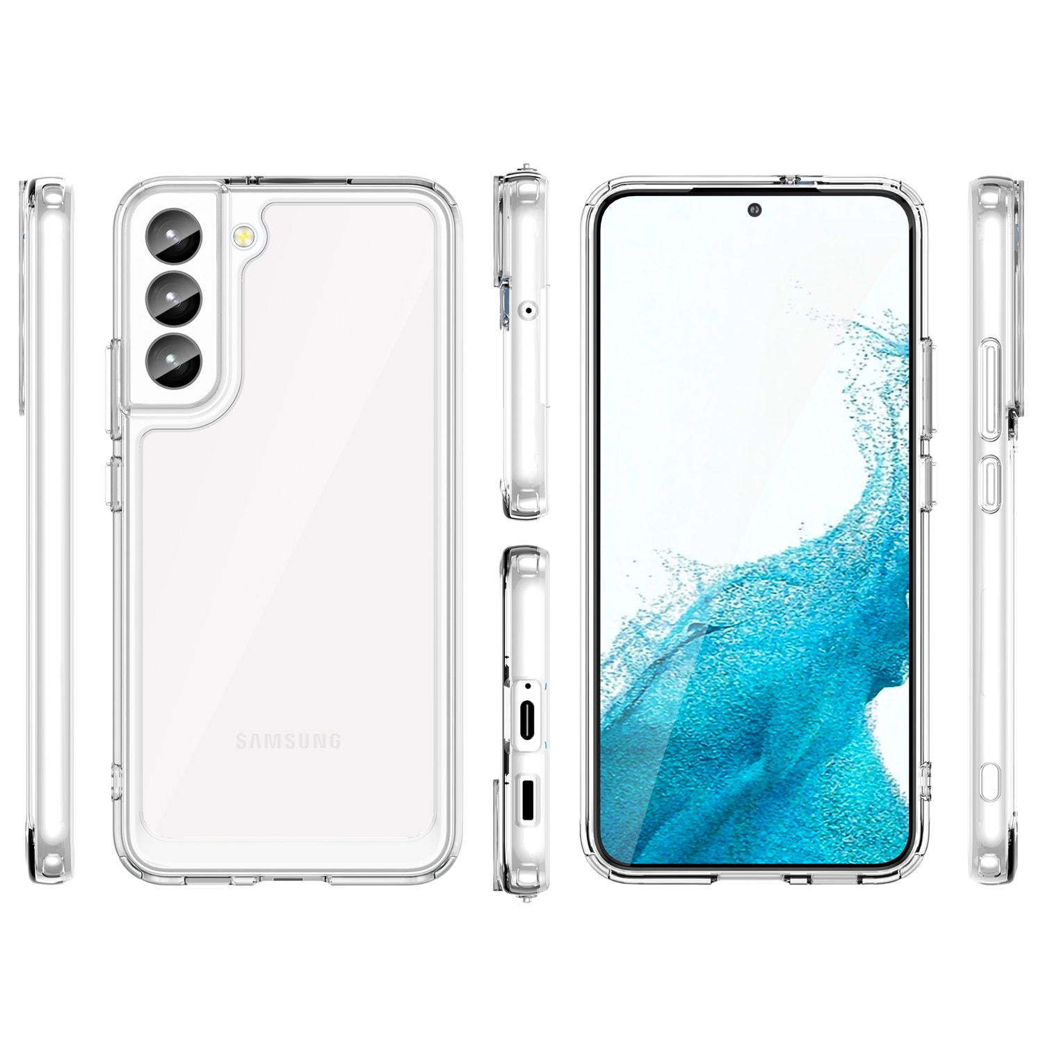 Outer Space Case for Samsung Galaxy S23+-deksel med en fleksibel, gjennomsiktig ramme