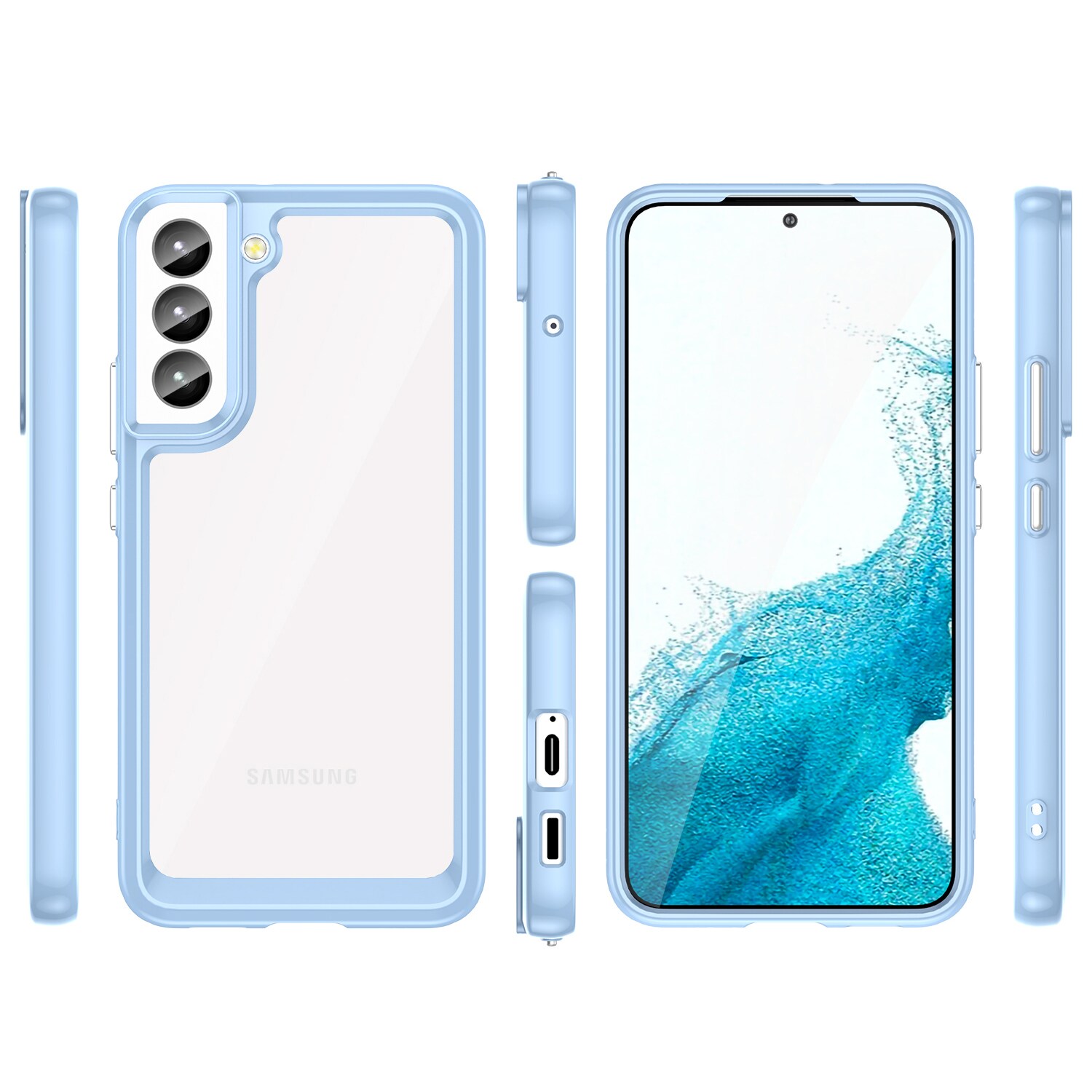 Outer Space Case for Samsung Galaxy S23+ deksel med en fleksibel ramme blå