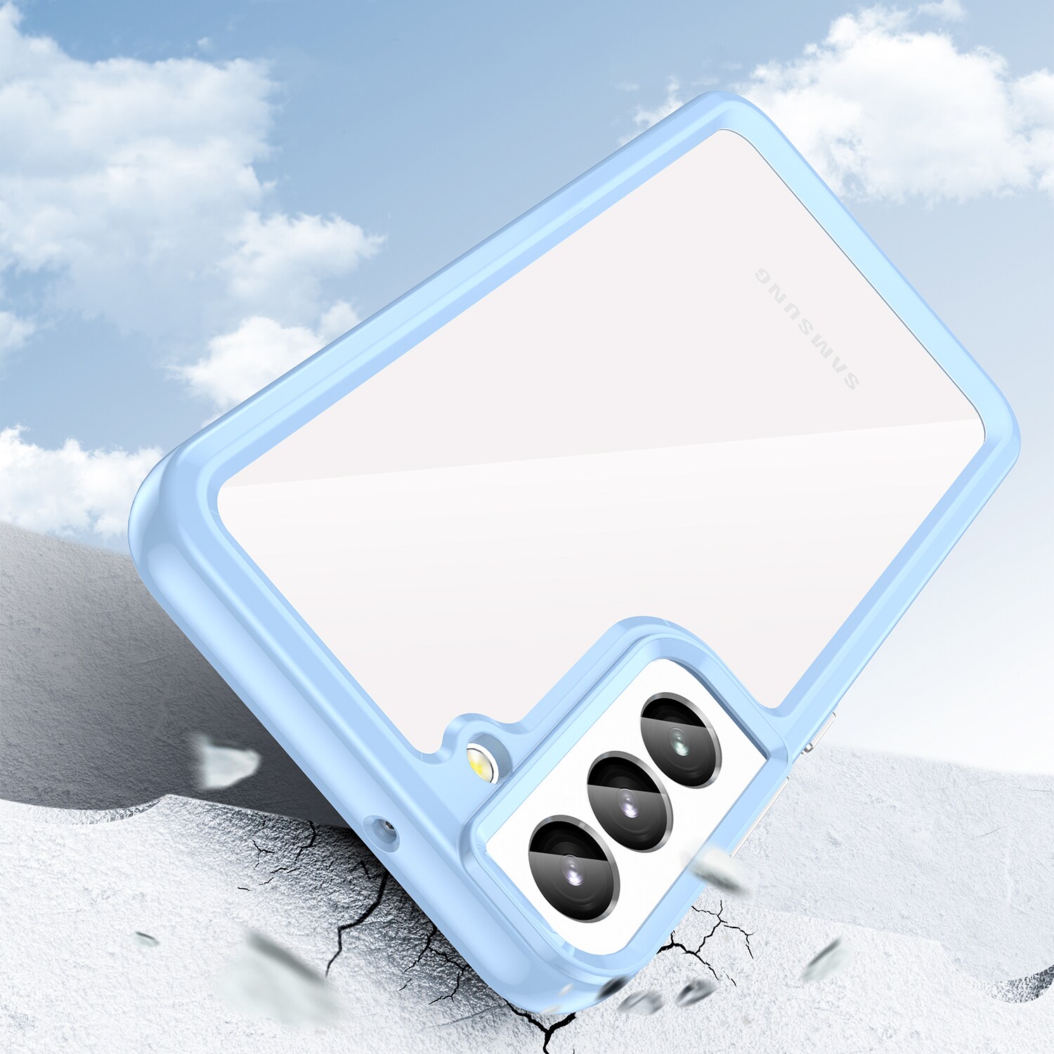 Outer Space Case for Samsung Galaxy S23+ deksel med en fleksibel ramme blå