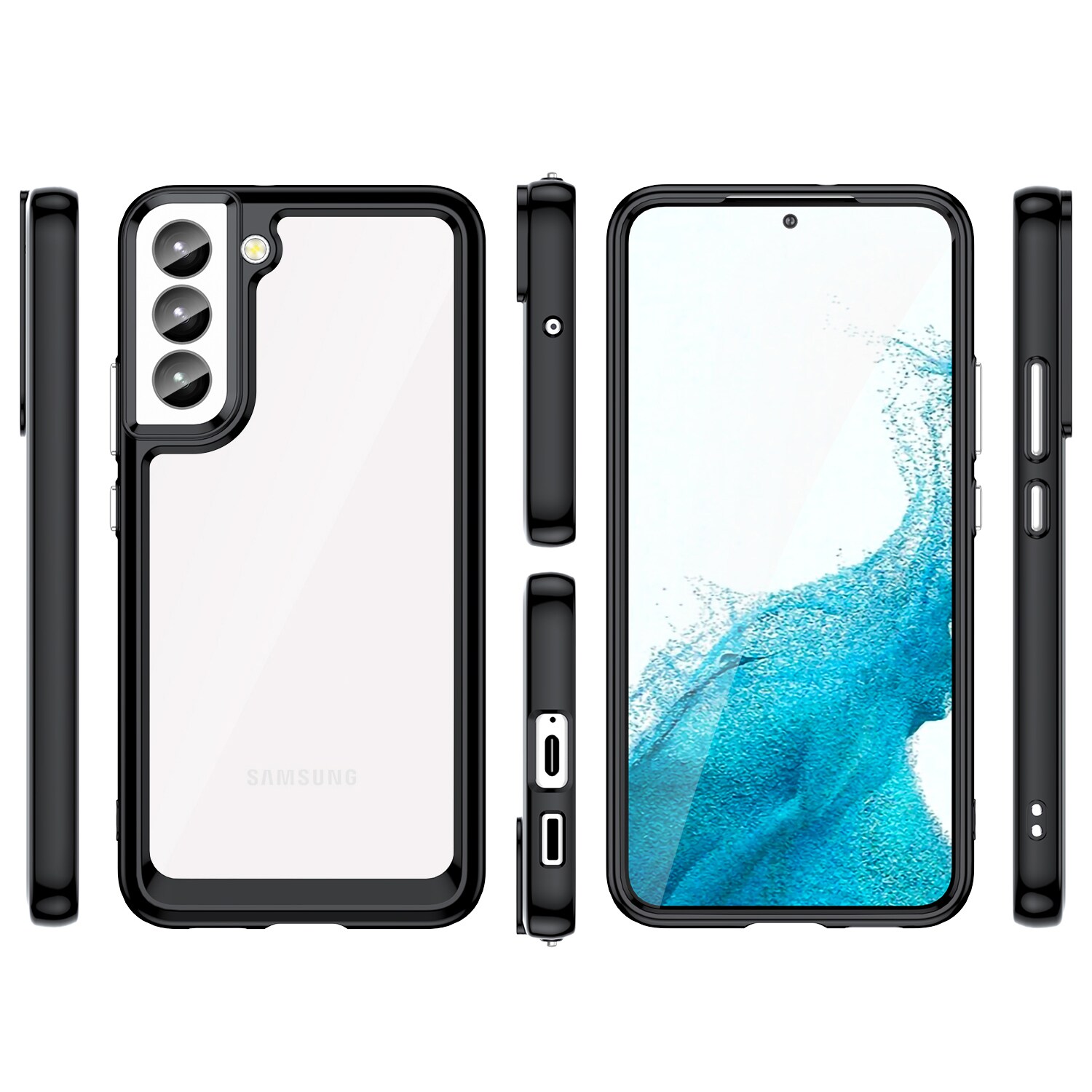 Outer Space Case for Samsung Galaxy S23+ deksel med en fleksibel ramme svart