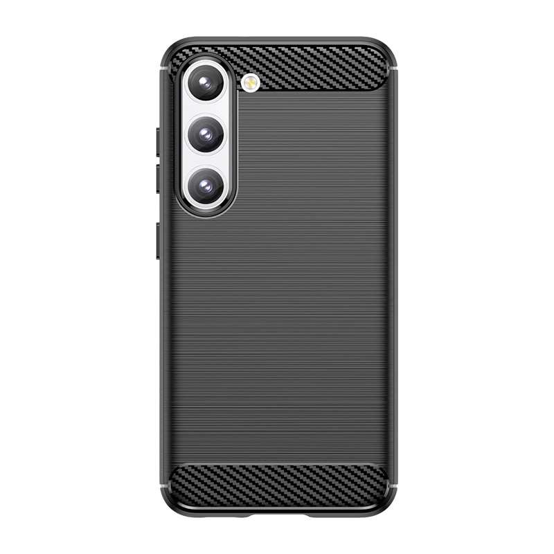 Carbon Case-etui for Samsung Galaxy S23+ fleksibelt karbondeksel i silikon, svart