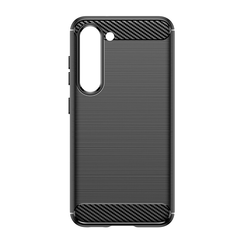 Carbon Case-etui for Samsung Galaxy S23+ fleksibelt karbondeksel i silikon, svart