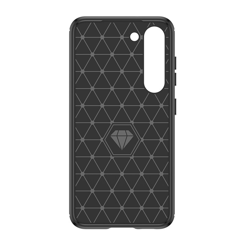 Carbon Case-etui for Samsung Galaxy S23+ fleksibelt karbondeksel i silikon, svart
