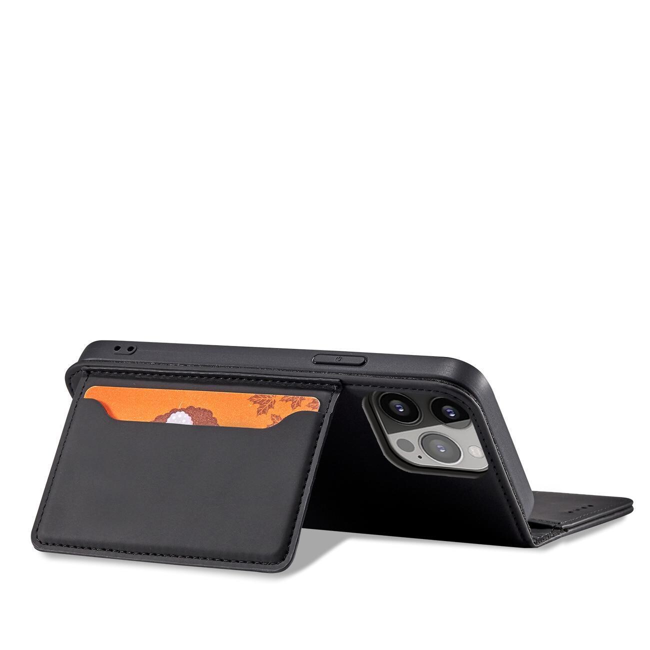 Magnet Kortveske for Samsung Galaxy S23 + flip cover lommebok stativ svart