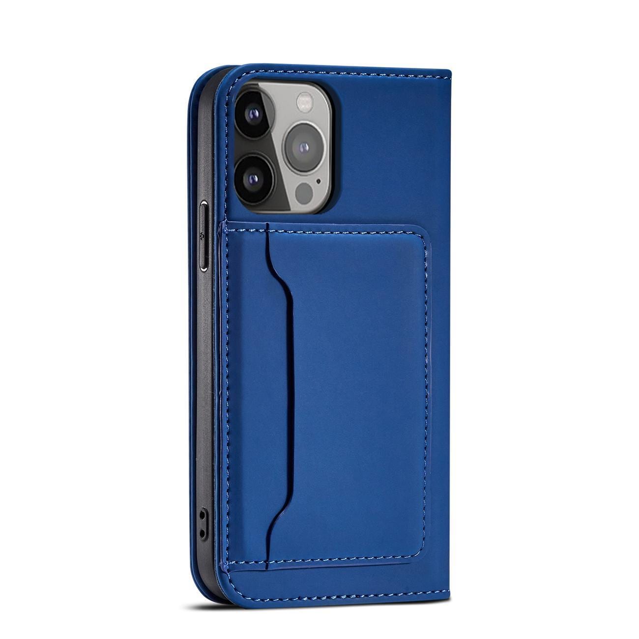 Magnet Kortveske for Samsung Galaxy S23 Ultra flip cover lommebok stativ blå