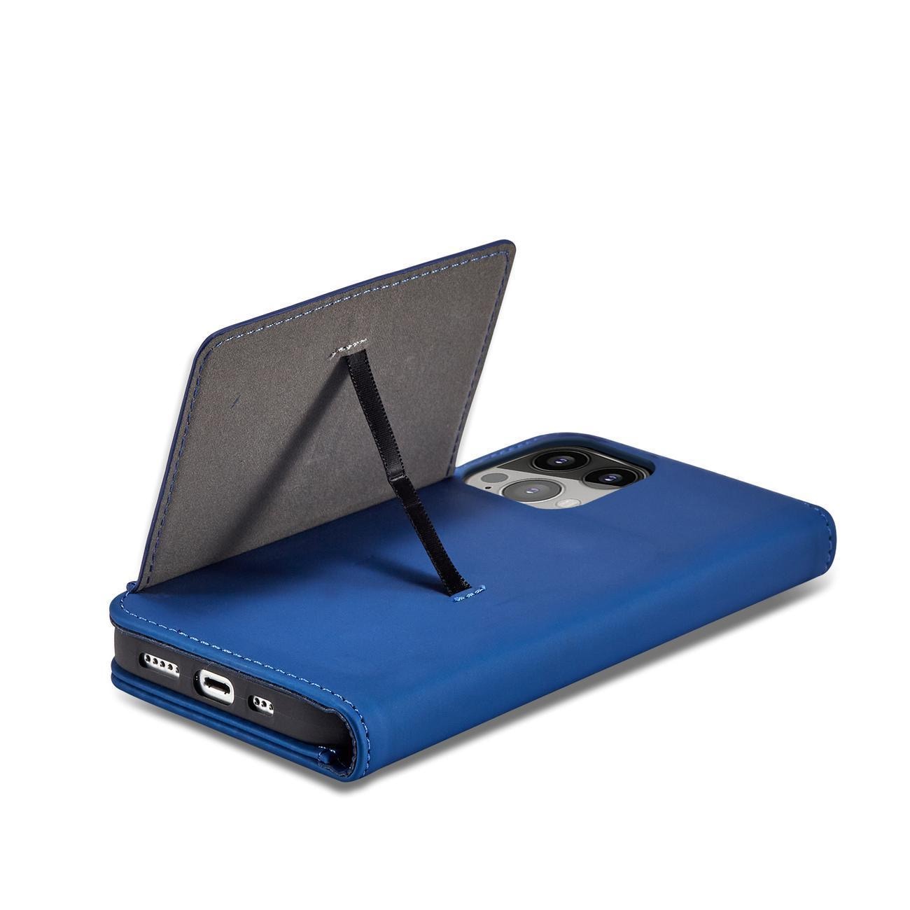Magnet Kortveske for Samsung Galaxy S23 Ultra flip cover lommebok stativ blå