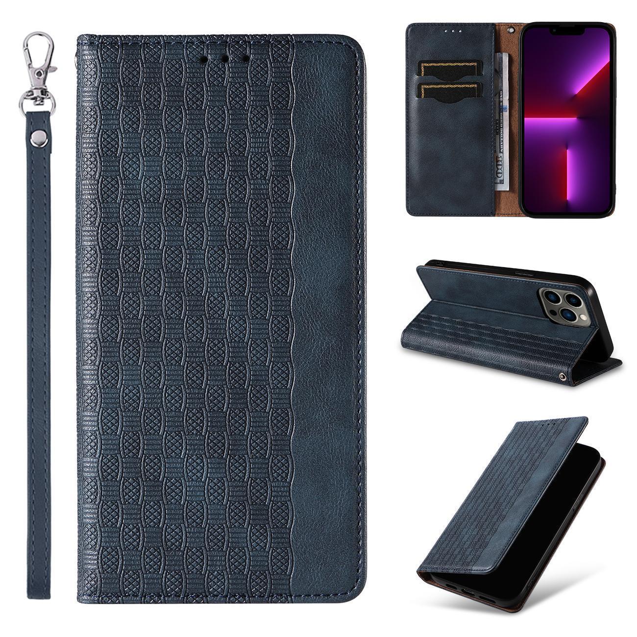 Magnet Stroppveske for Samsung Galaxy S23+ Flip Wallet Mini Lanyard Stand Blå
