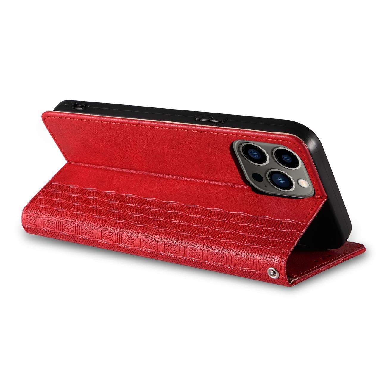 Magnet Strap Case for Samsung Galaxy S23 + Flip Wallet Mini Lanyard Stand rød