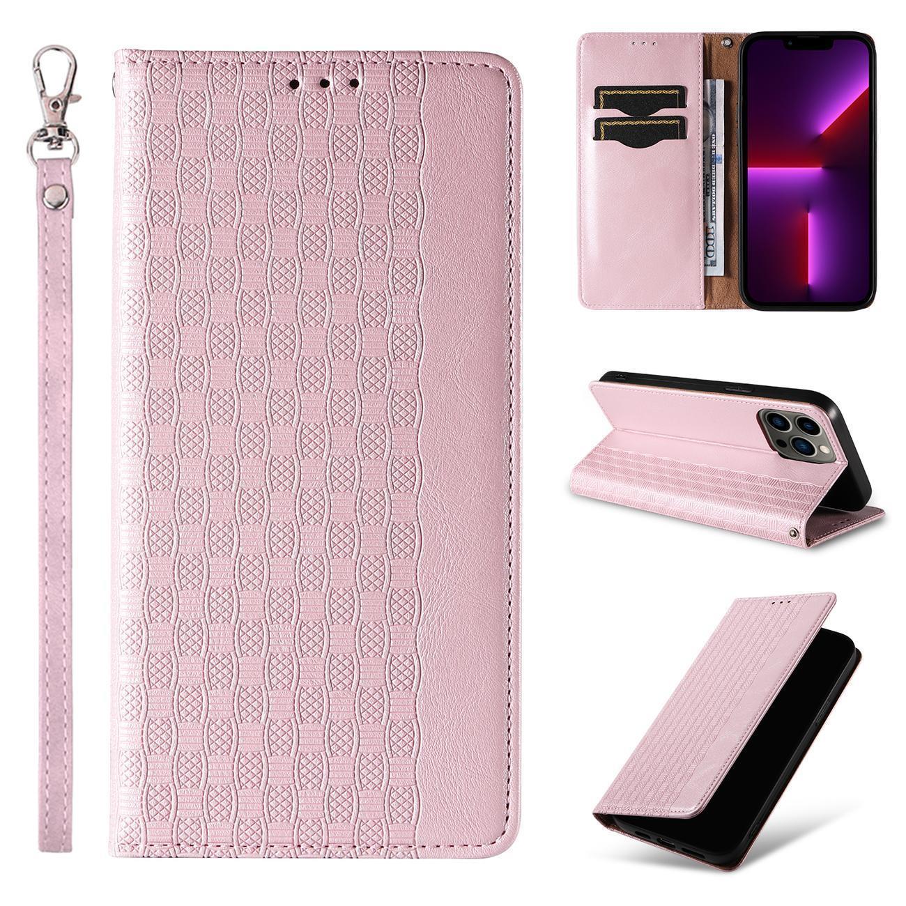 Magnet Stroppveske for Samsung Galaxy S23+ Flip Wallet Mini Lanyard Stand Pink