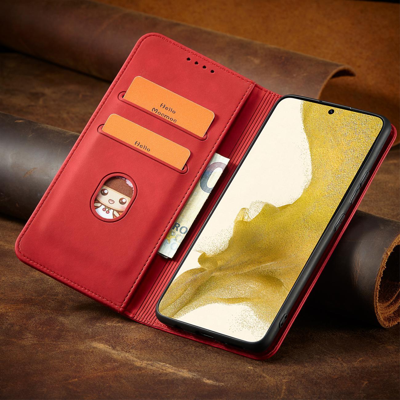 Magnet Fancy Case for Samsung Galaxy S23 + flip cover lommebok stativ rød