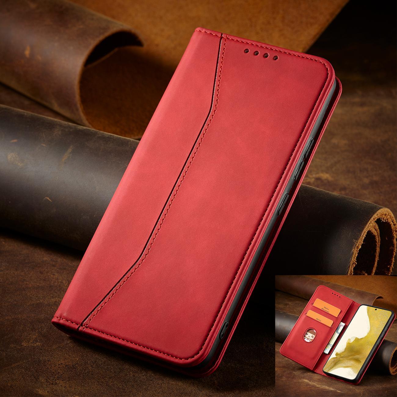 Magnet Fancy Case for Samsung Galaxy S23 + flip cover lommebok stativ rød
