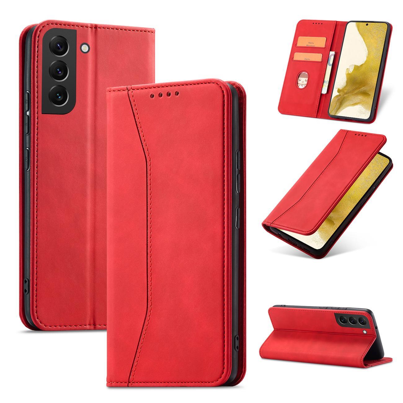 Magnet Fancy Case for Samsung Galaxy S23 + flip cover lommebok stativ rød
