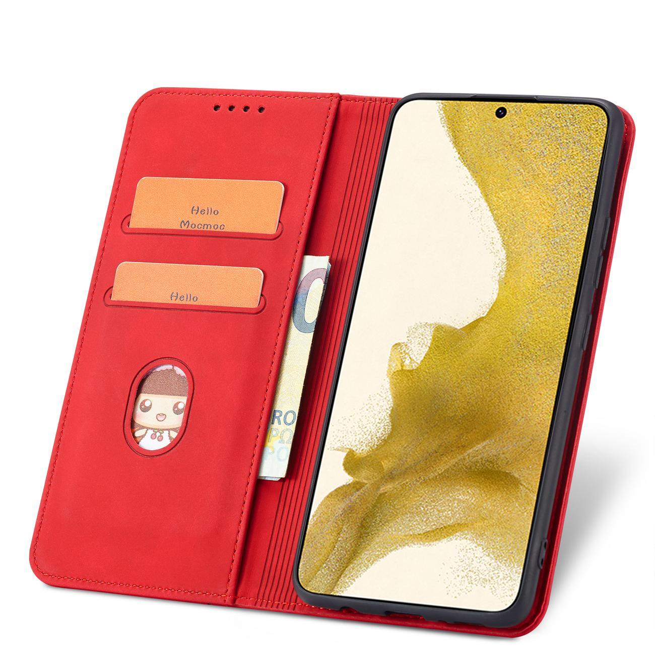 Magnet Fancy Case for Samsung Galaxy S23 + flip cover lommebok stativ rød