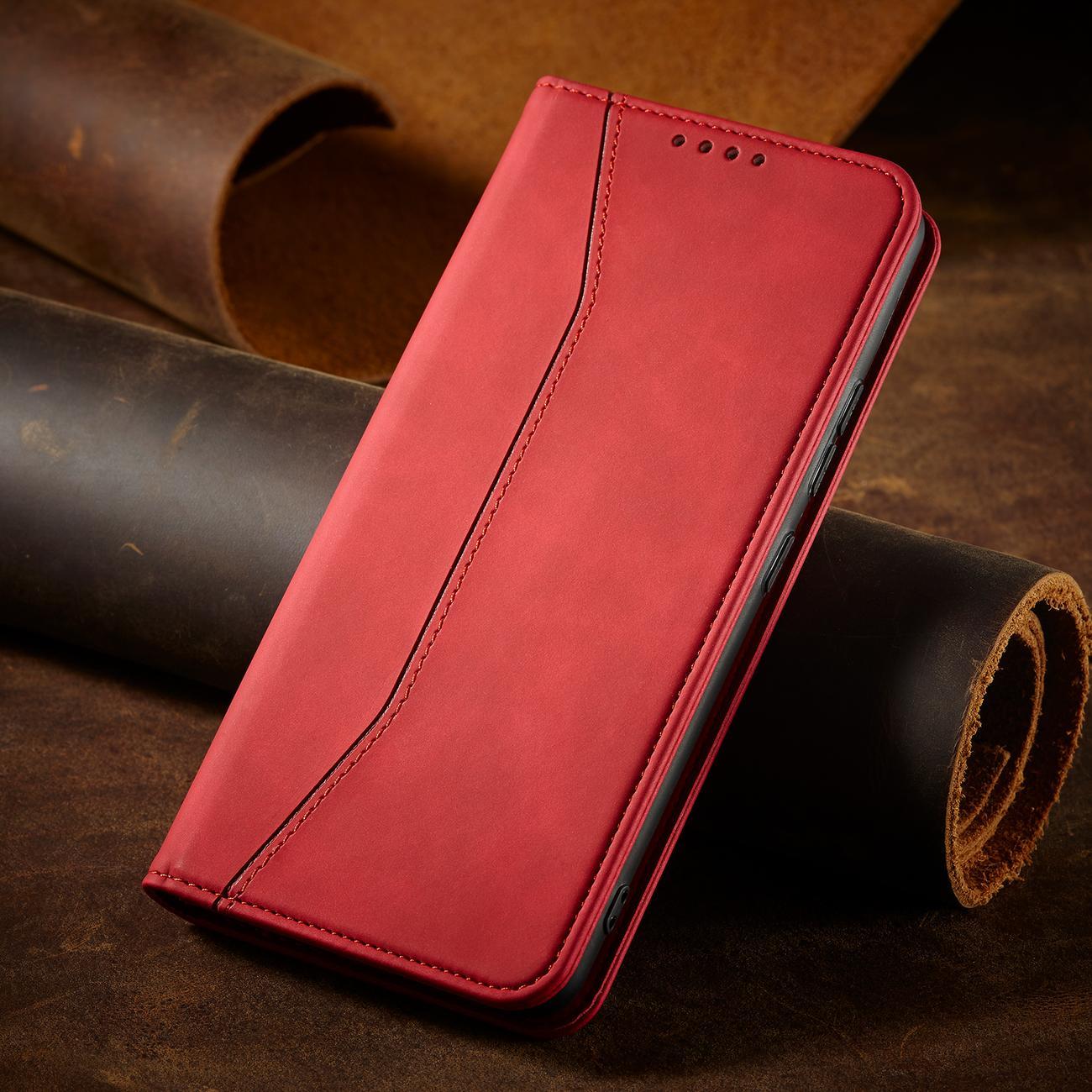 Magnet Fancy Case for Samsung Galaxy S23 + flip cover lommebok stativ rød