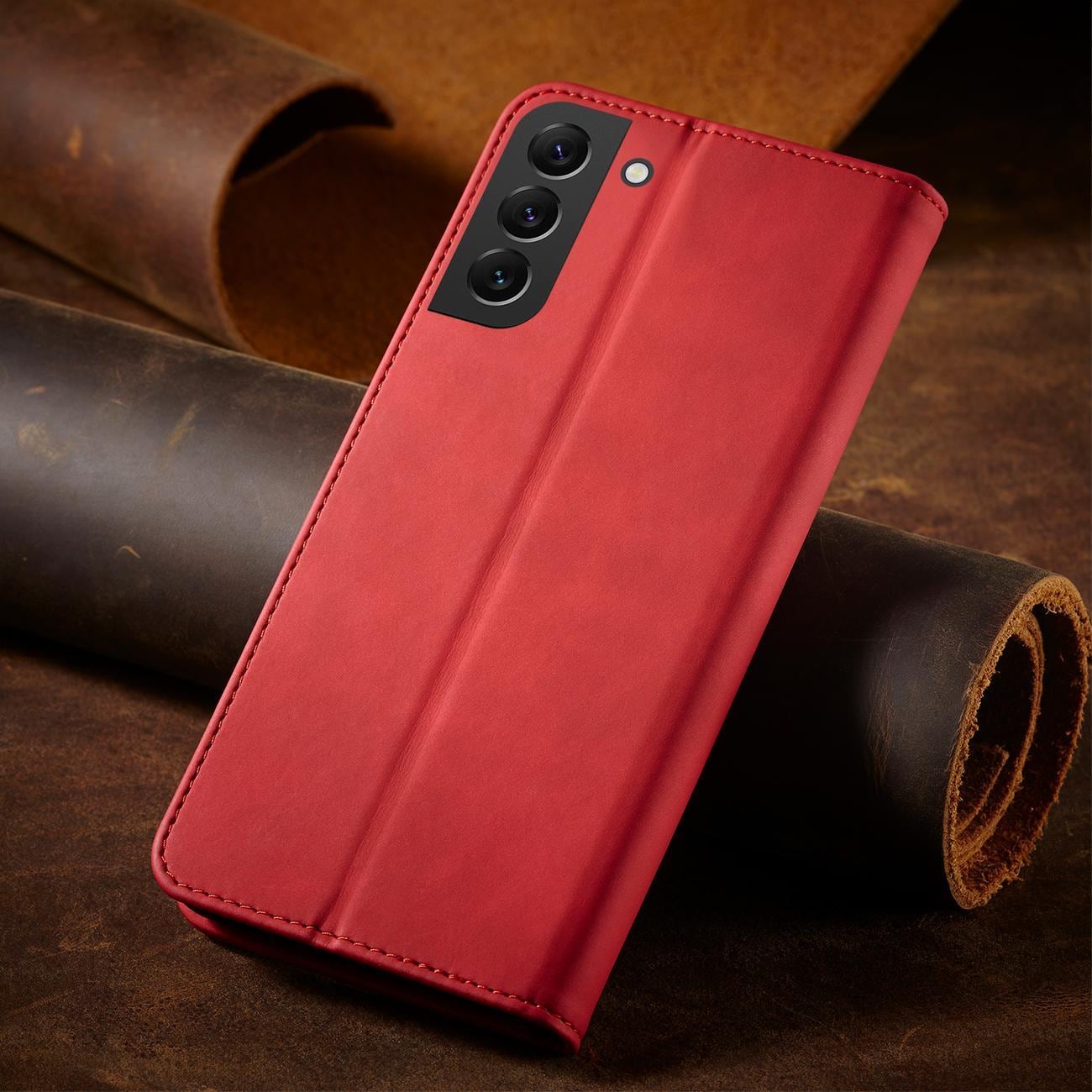 Magnet Fancy Case for Samsung Galaxy S23 + flip cover lommebok stativ rød