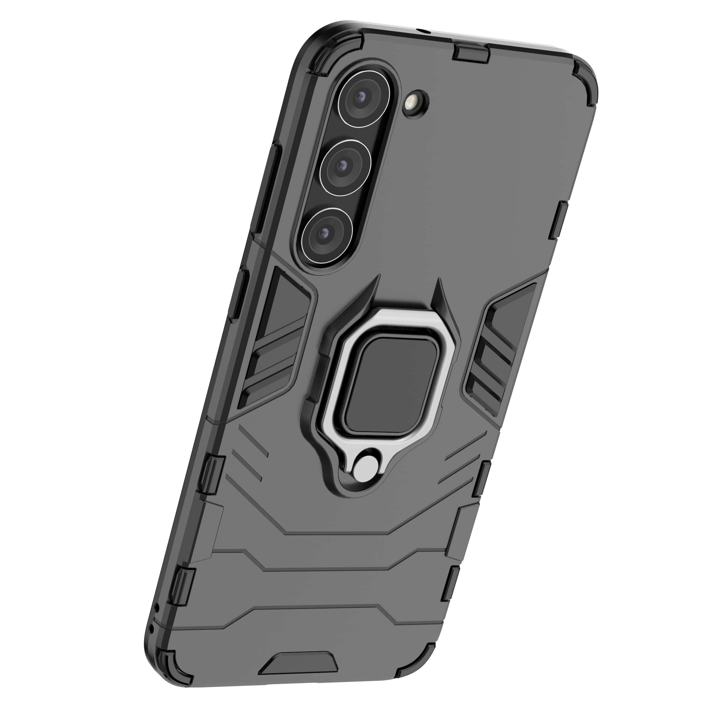 Ring Armor-etui for Samsung Galaxy S23+ pansrede deksel magnetisk holderring svart