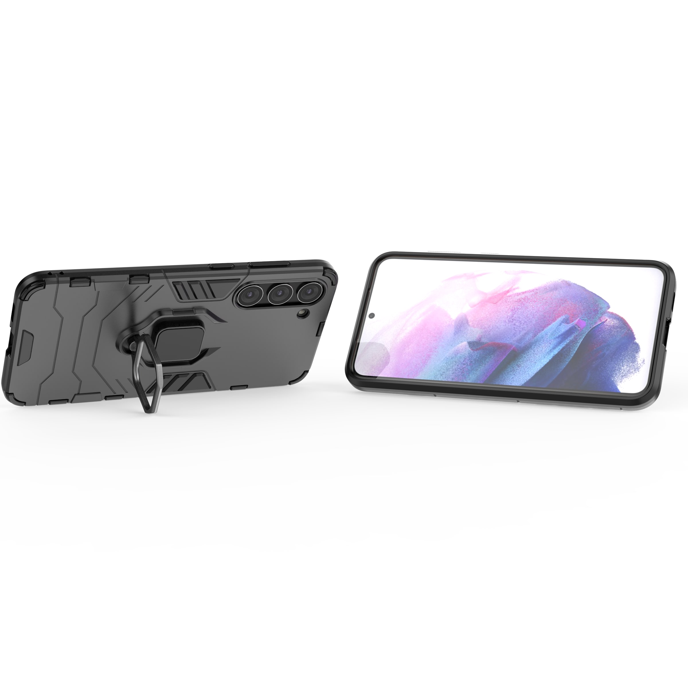 Ring Armor-etui for Samsung Galaxy S23+ pansrede deksel magnetisk holderring svart