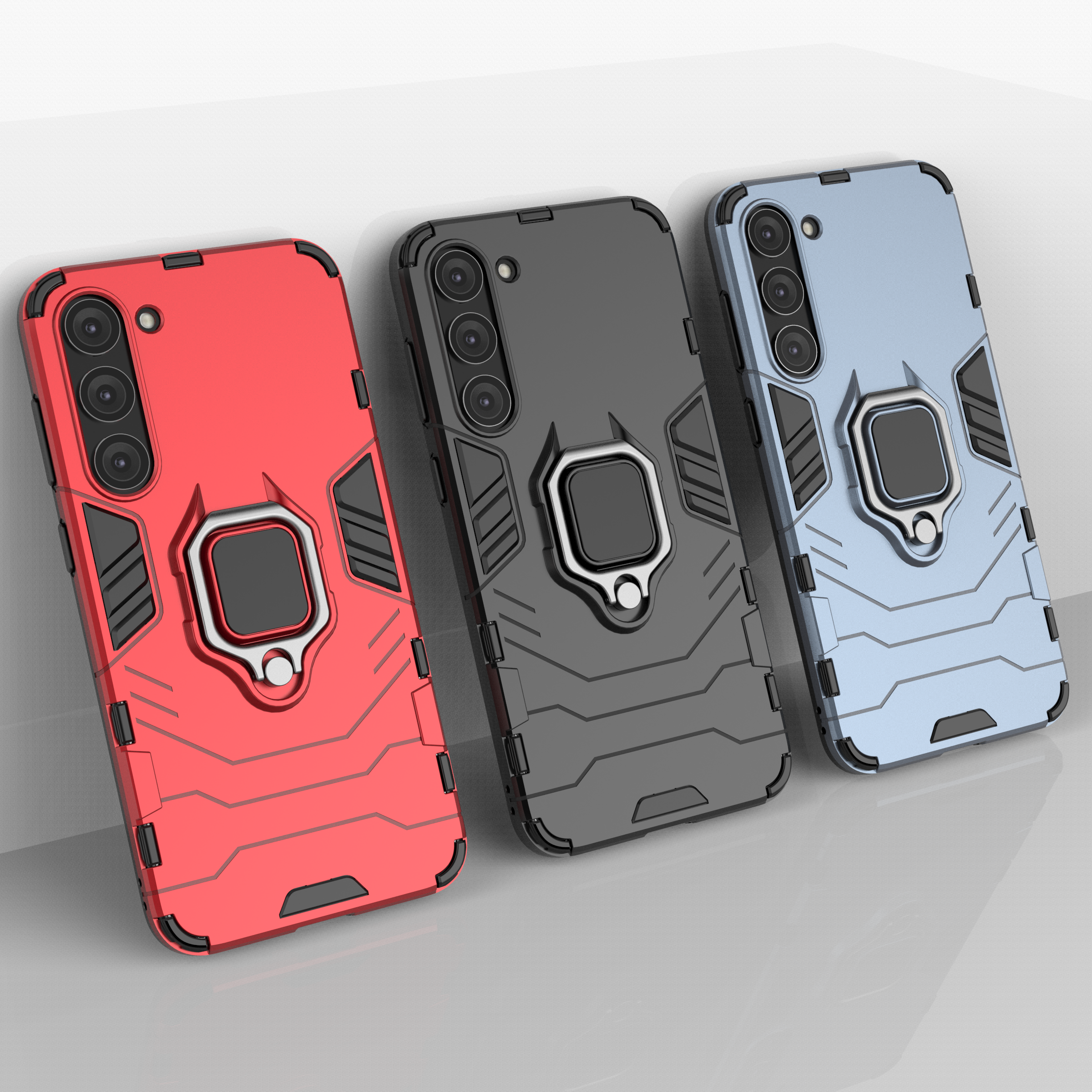 Ring Armor-etui for Samsung Galaxy S23+ pansrede deksel magnetisk holderring svart