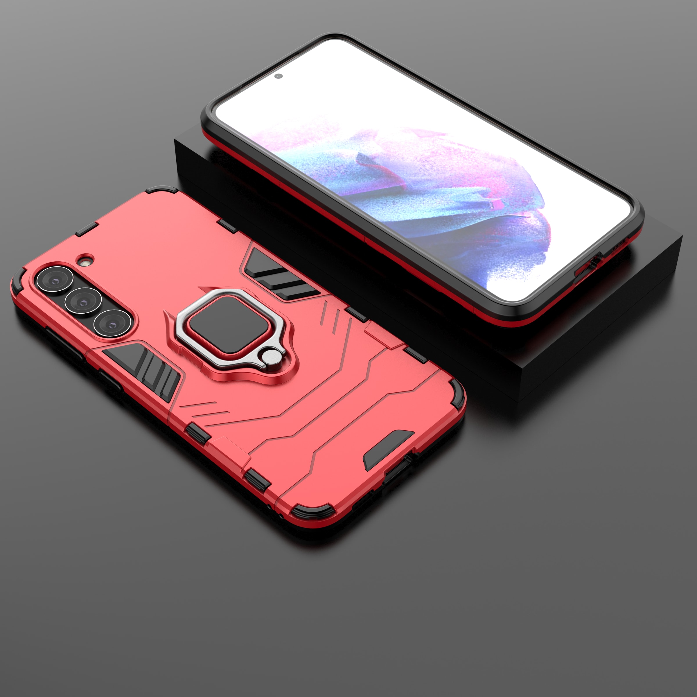 Ring Armor-etui for Samsung Galaxy S23+ pansrede deksel magnetisk holderring svart
