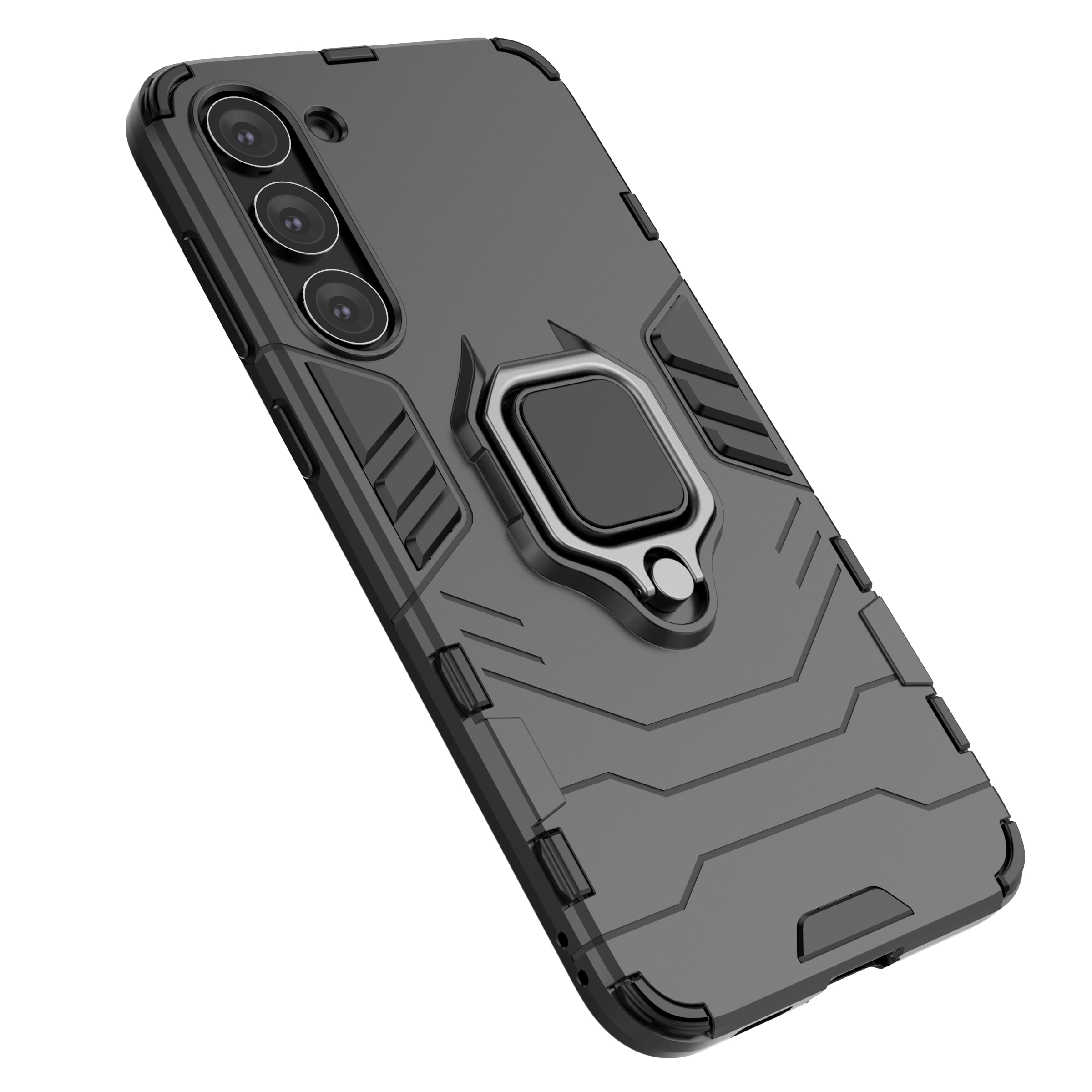 Ring Armor-etui for Samsung Galaxy S23+ pansrede deksel magnetisk holderring svart