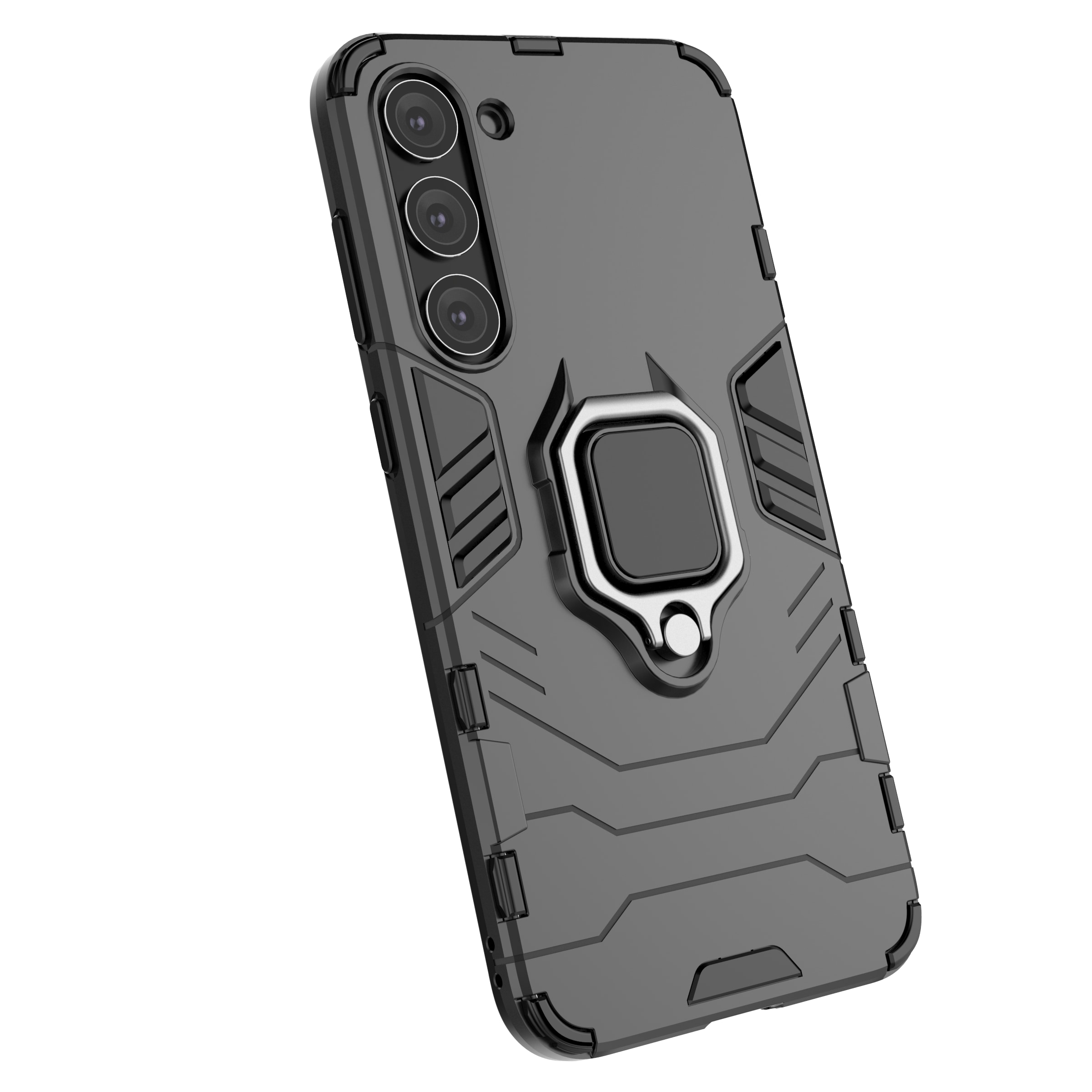 Ring Armor-etui for Samsung Galaxy S23+ pansrede deksel magnetisk holderring svart