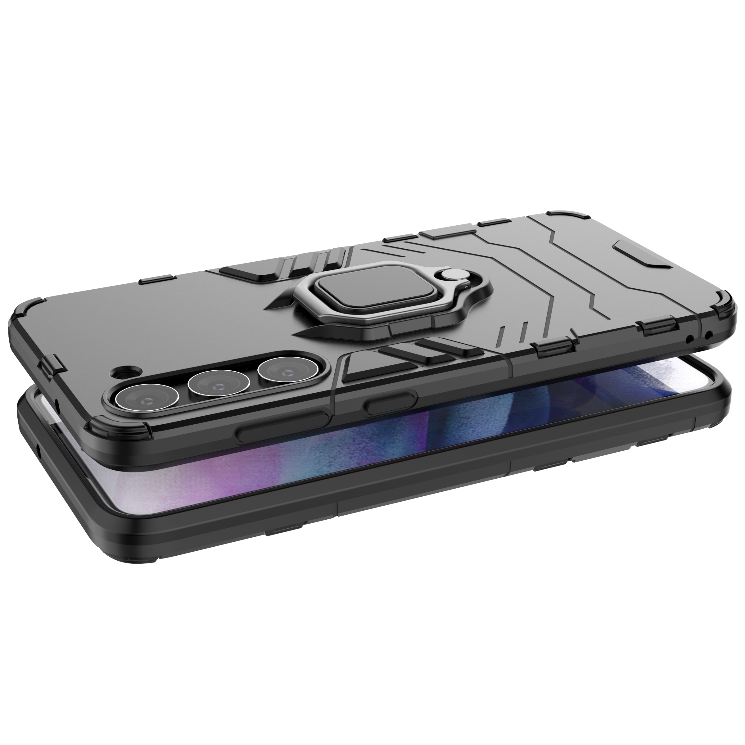 Ring Armor-etui for Samsung Galaxy S23+ pansrede deksel magnetisk holderring svart
