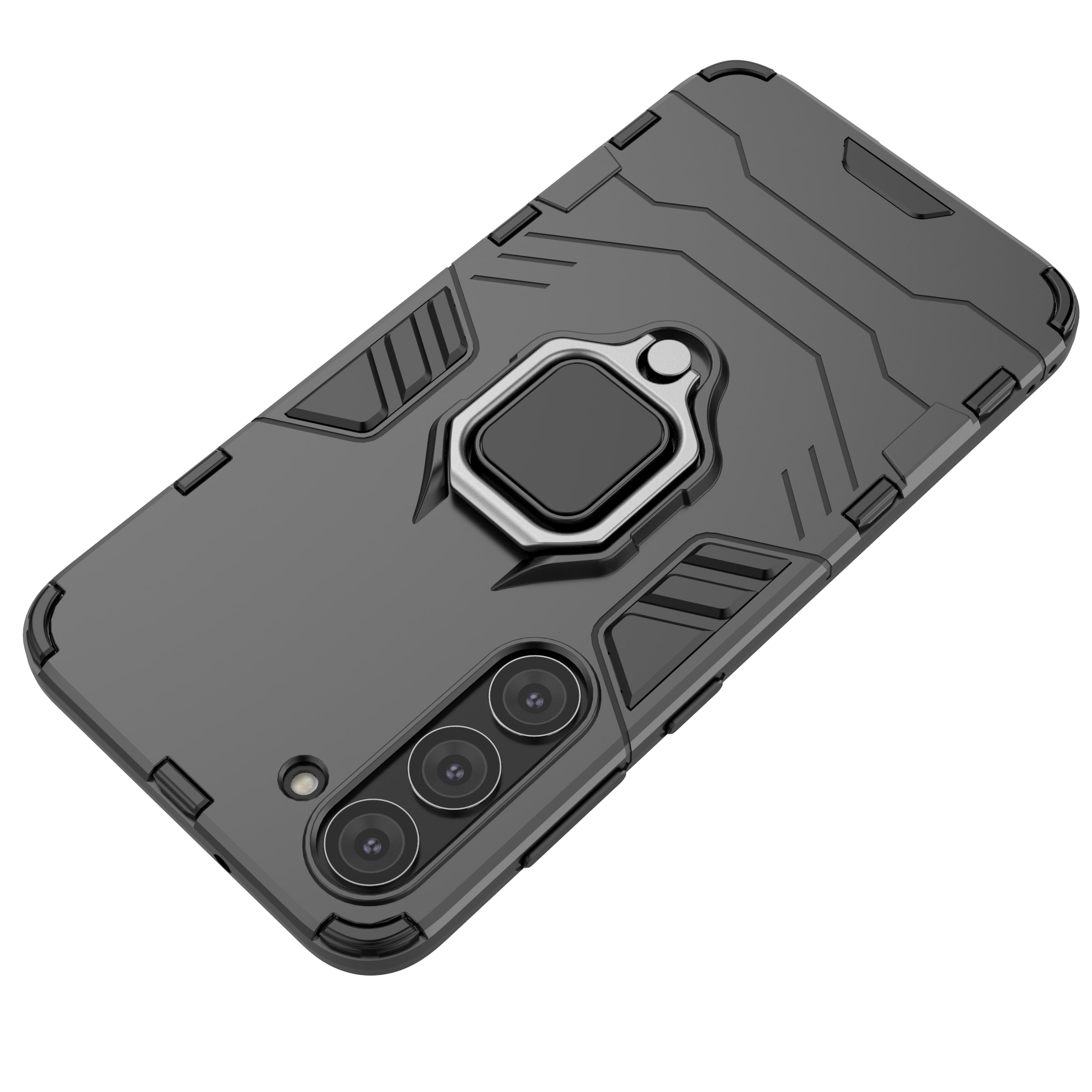 Ring Armor-etui for Samsung Galaxy S23+ pansrede deksel magnetisk holderring svart