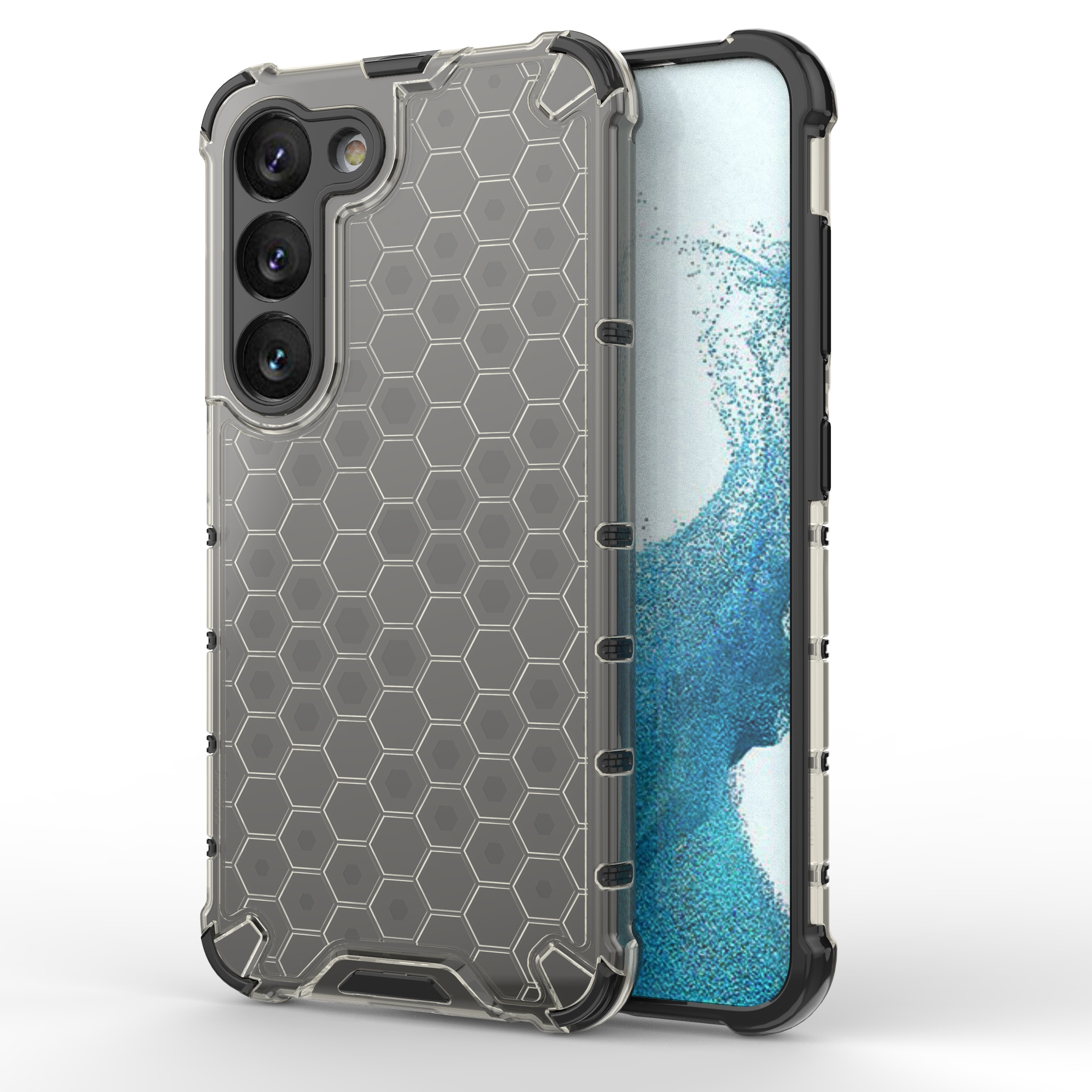 Honeycomb-etui for Samsung Galaxy S23 pansret hybriddeksel svart