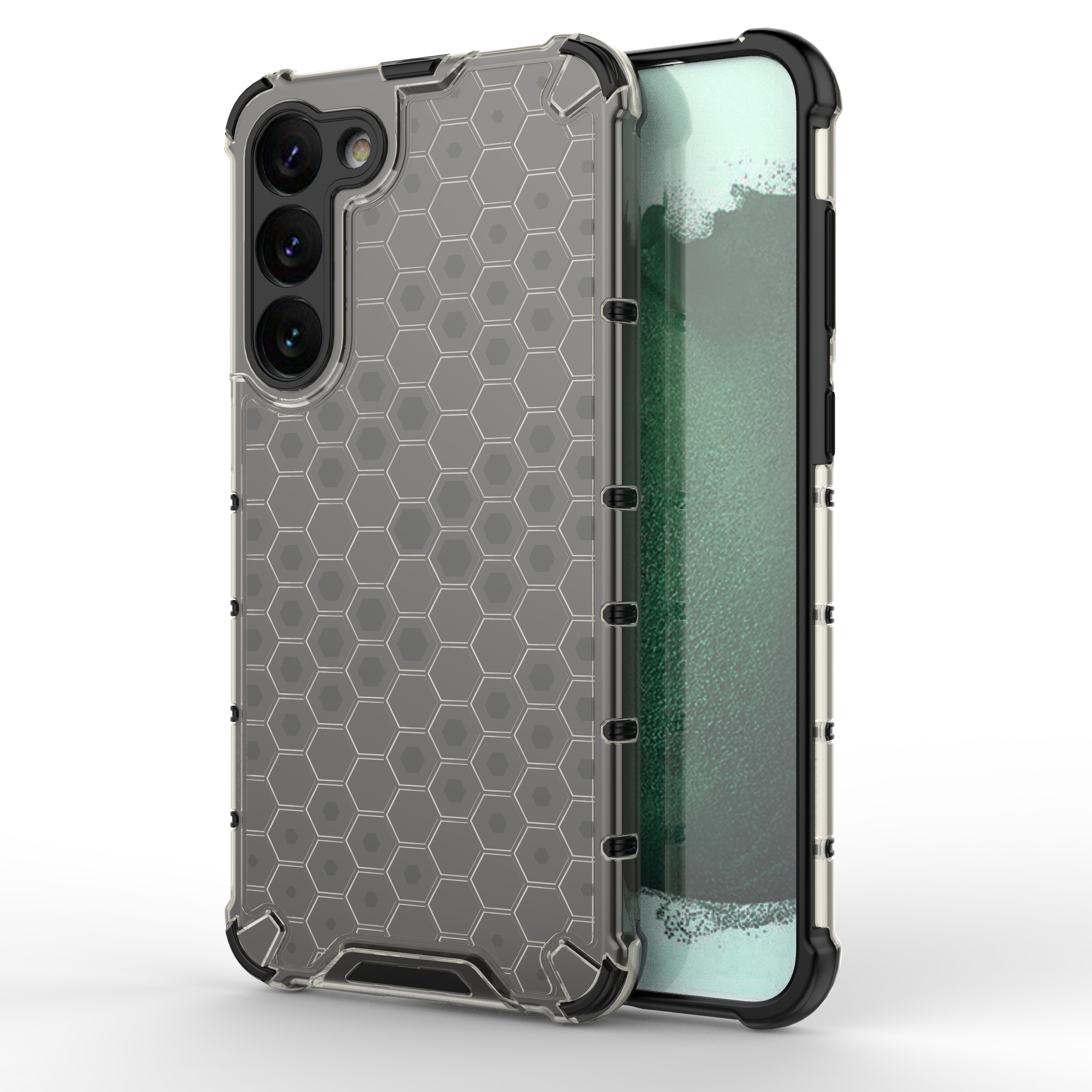 Honeycomb-etui for Samsung Galaxy S23+ pansret hybriddeksel svart