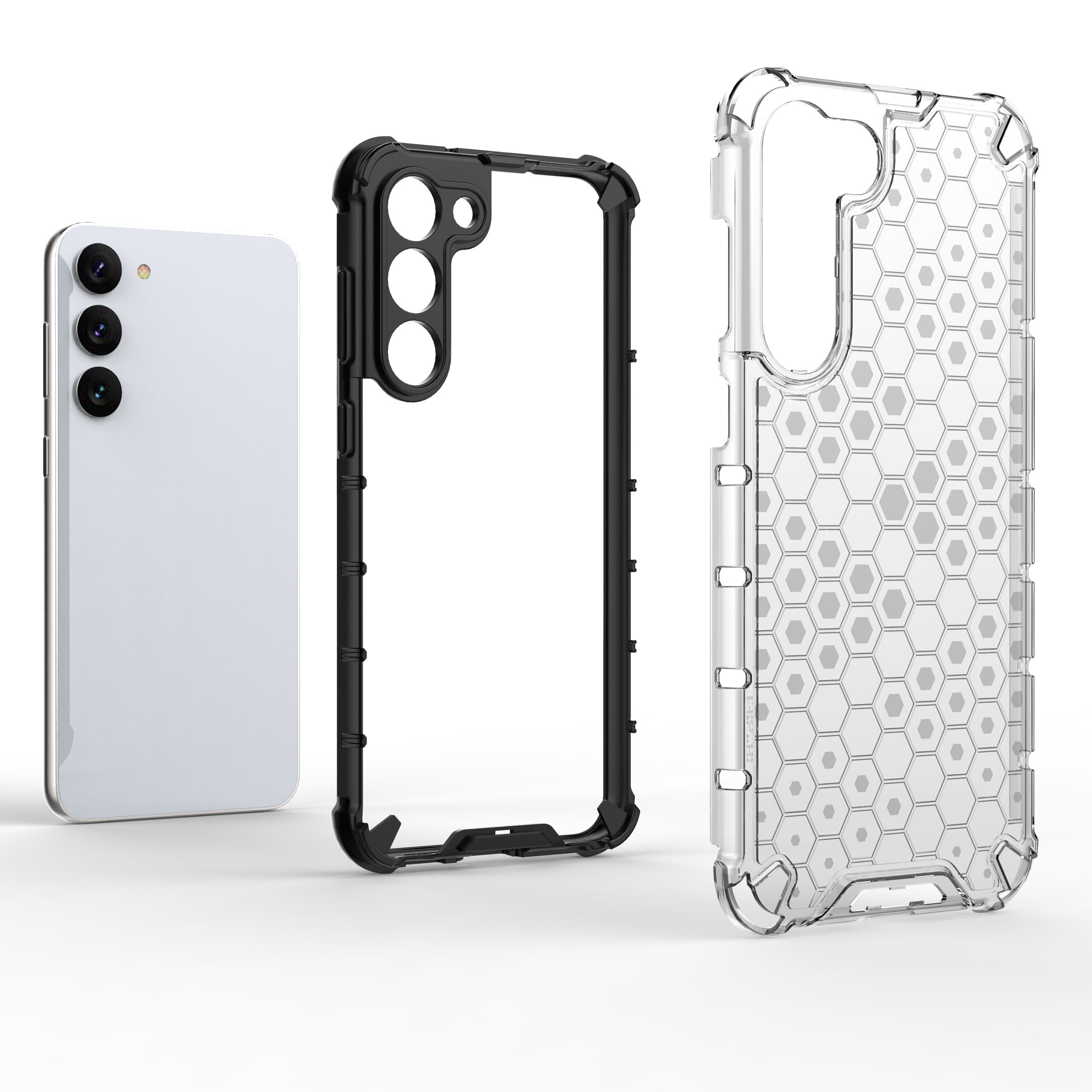 Honeycomb-etui for Samsung Galaxy S23+ pansret hybriddeksel svart