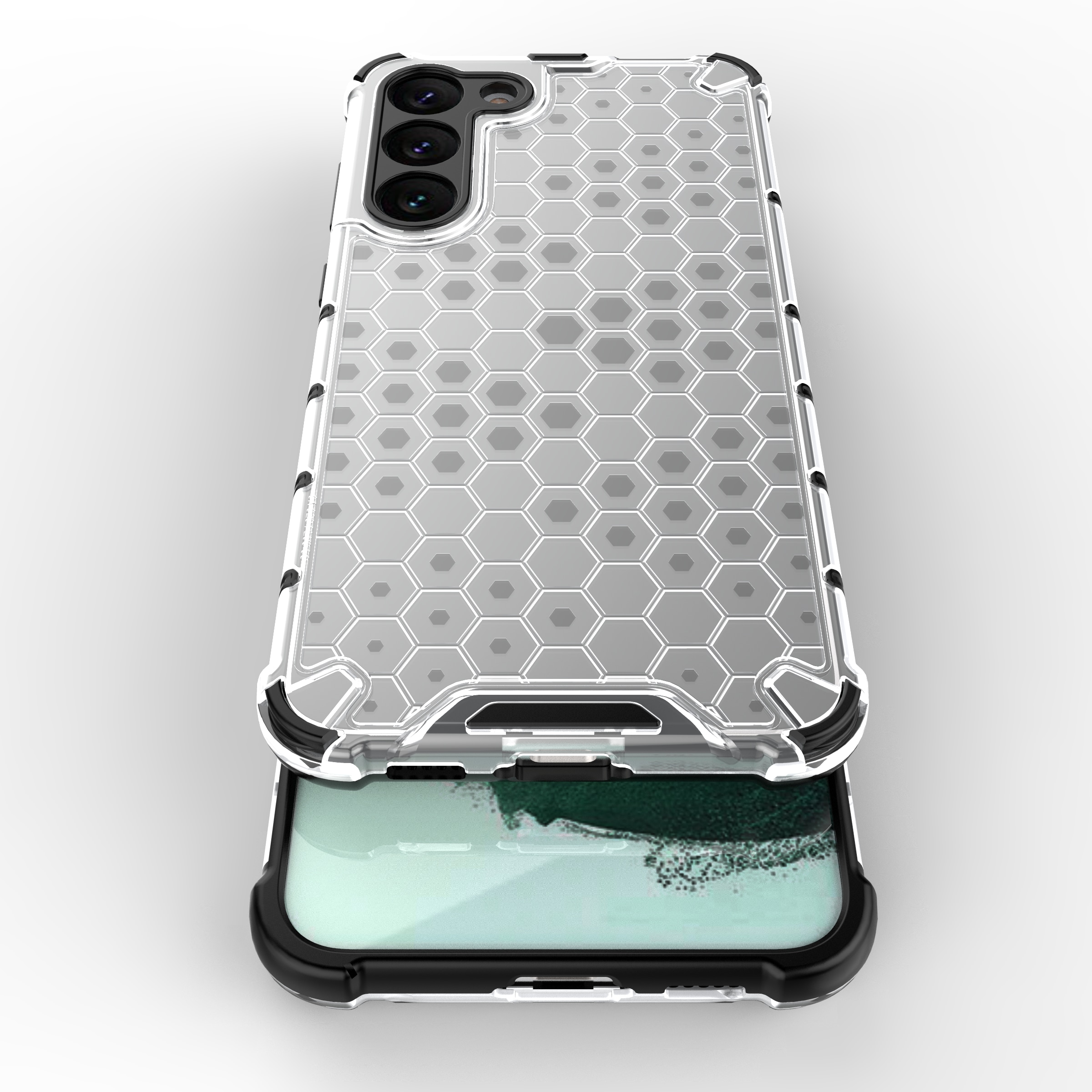 Honeycomb-etui for Samsung Galaxy S23+ pansret hybriddeksel svart