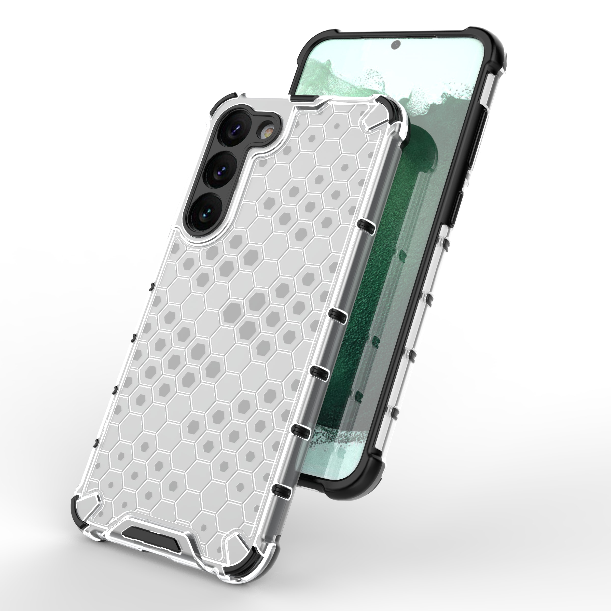Honeycomb-etui for Samsung Galaxy S23+ pansret hybriddeksel svart