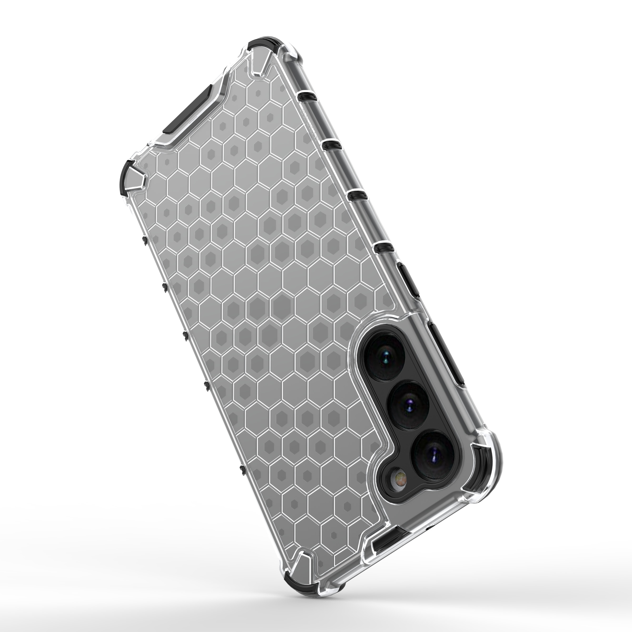 Honeycomb-etui for Samsung Galaxy S23+ pansret hybriddeksel gjennomsiktig