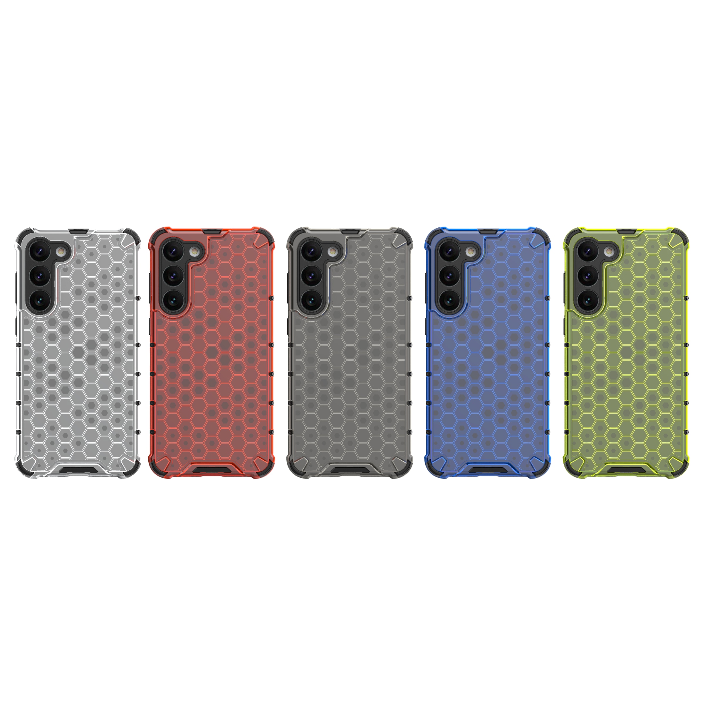 Honeycomb-etui for Samsung Galaxy S23+ pansret hybriddeksel gjennomsiktig