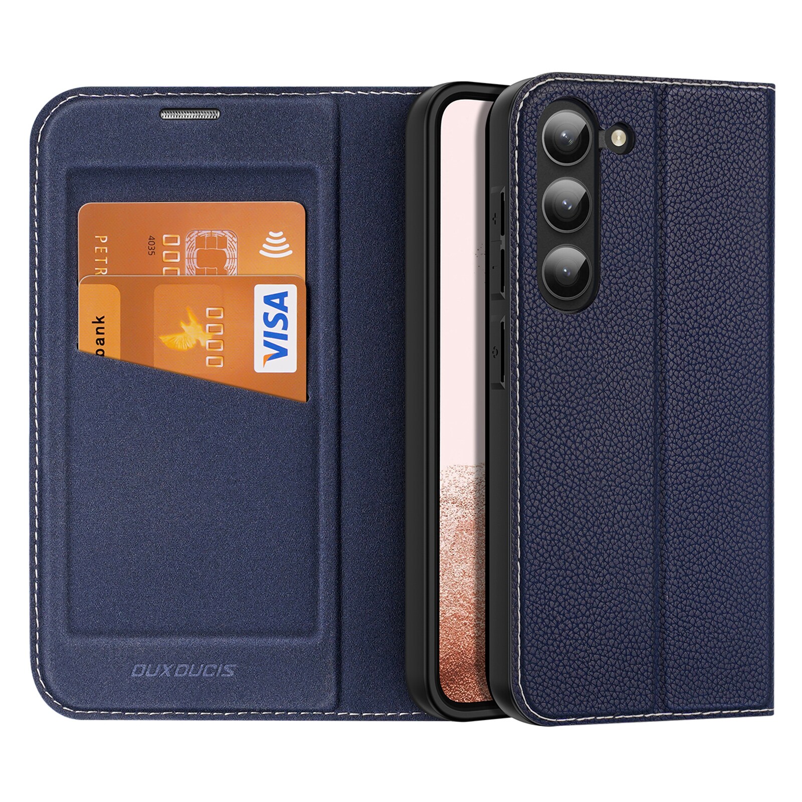 Dux Ducis Skin X2-etui Samsung Galaxy S23+ flip-etui lommebokstativ blå