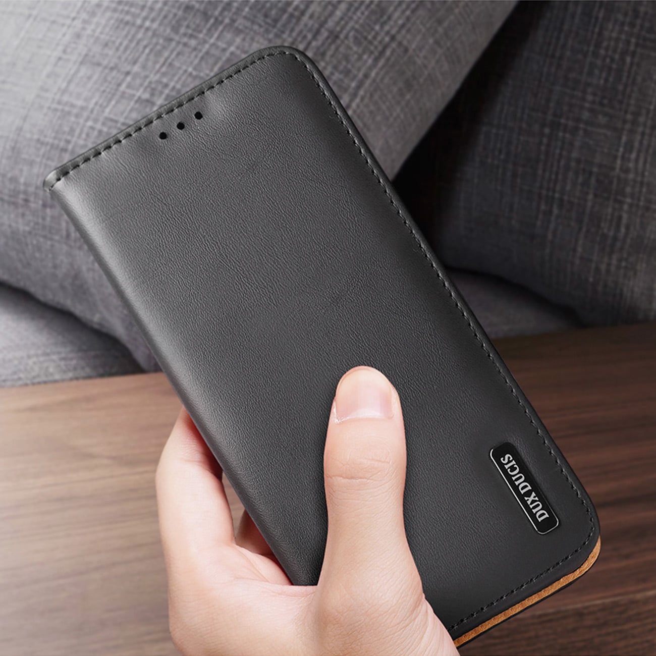 Dux Ducis Hivo etui Samsung Galaxy S23+ flip etui lommebokstativ RFID-blokkering svart