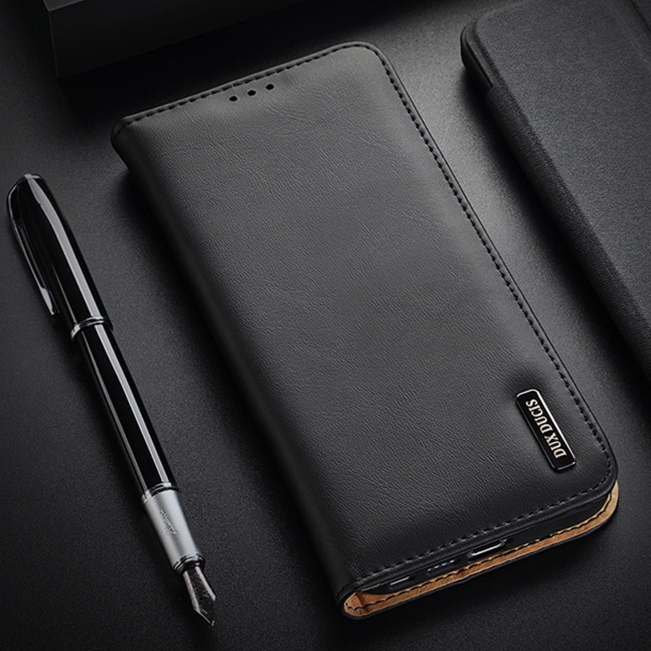 Dux Ducis Hivo etui Samsung Galaxy S23+ flip etui lommebokstativ RFID-blokkering svart
