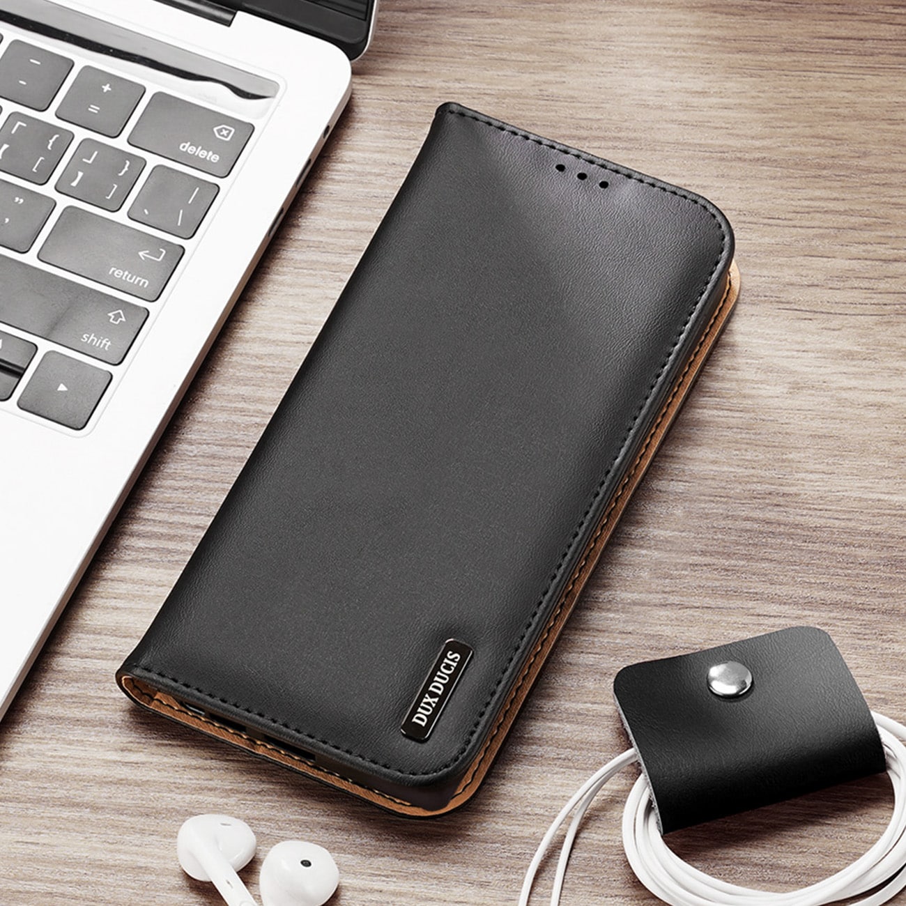 Dux Ducis Hivo etui Samsung Galaxy S23+ flip etui lommebokstativ RFID-blokkering svart