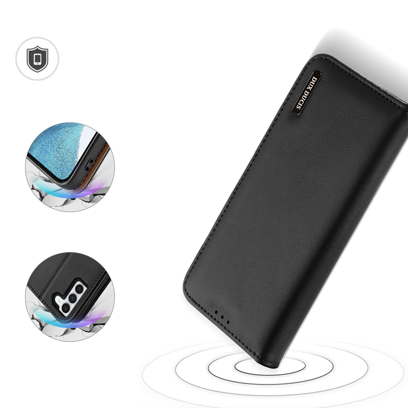 Dux Ducis Hivo etui Samsung Galaxy S23+ flip etui lommebokstativ RFID-blokkering svart