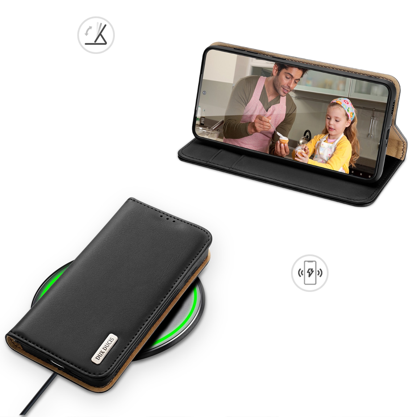 Dux Ducis Hivo etui Samsung Galaxy S23+ flip etui lommebokstativ RFID-blokkering svart