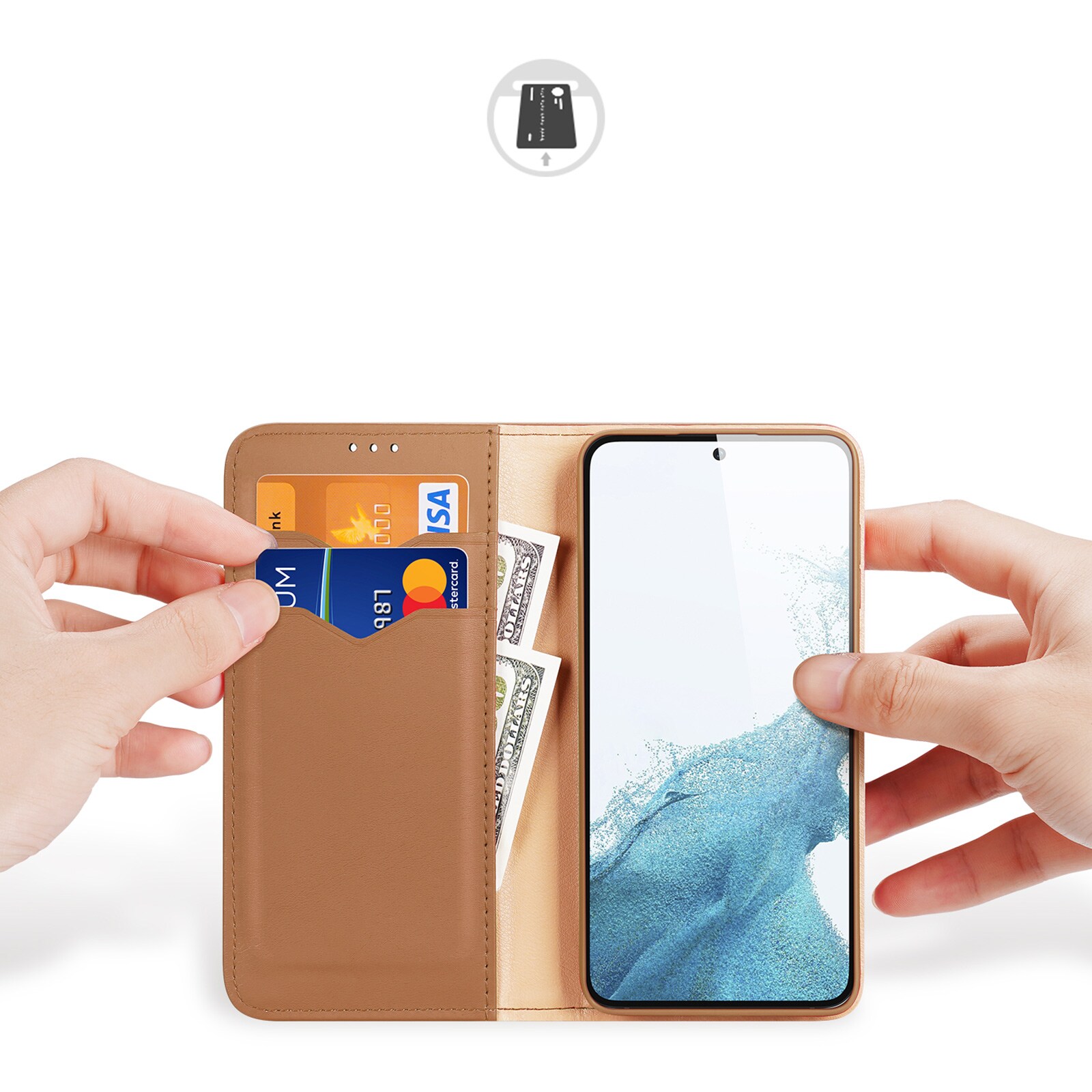 Dux Ducis Hivo etui Samsung Galaxy S23+ flip cover lommebokstativ RFID-blokkering brun