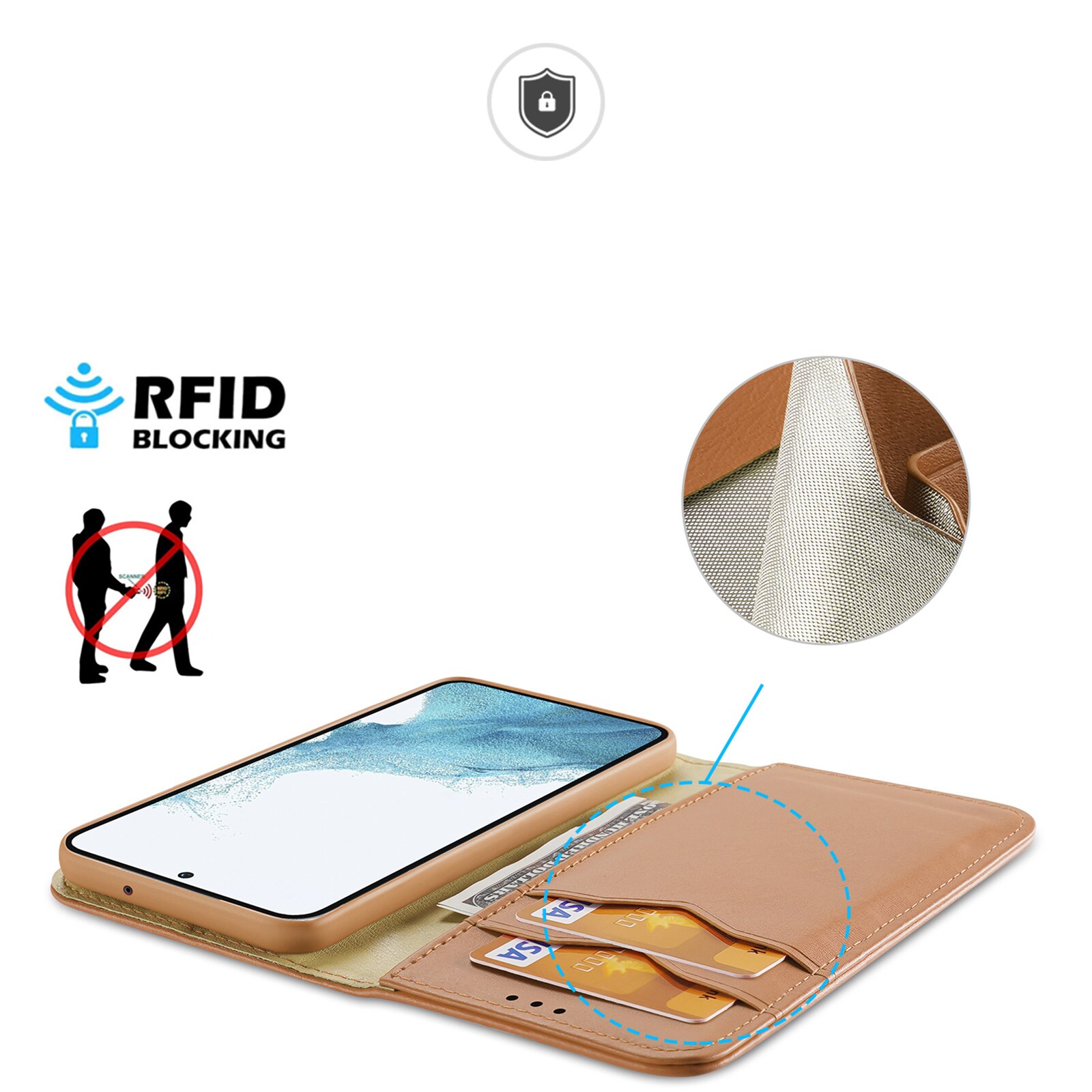 Dux Ducis Hivo etui Samsung Galaxy S23+ flip cover lommebokstativ RFID-blokkering brun