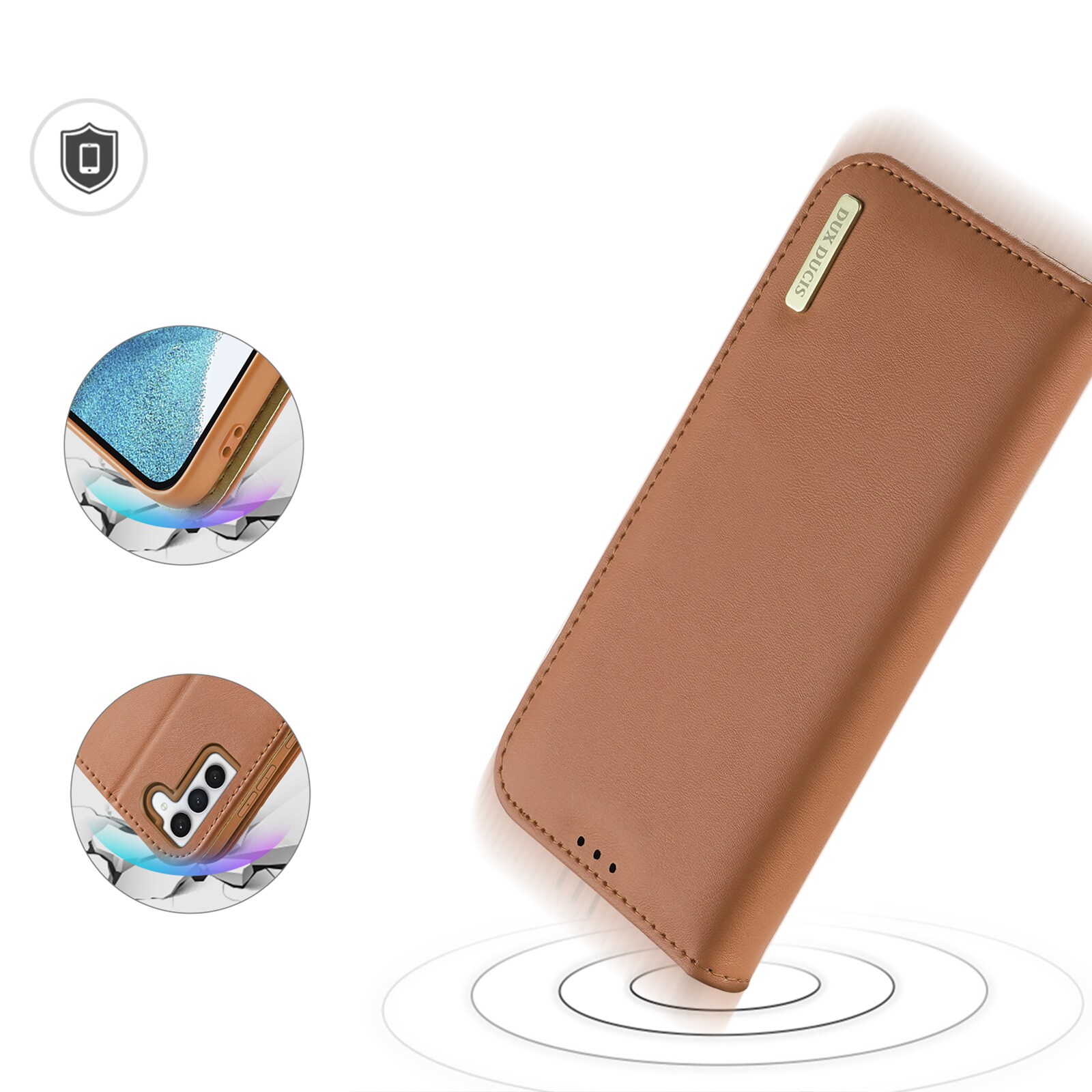 Dux Ducis Hivo etui Samsung Galaxy S23+ flip cover lommebokstativ RFID-blokkering brun