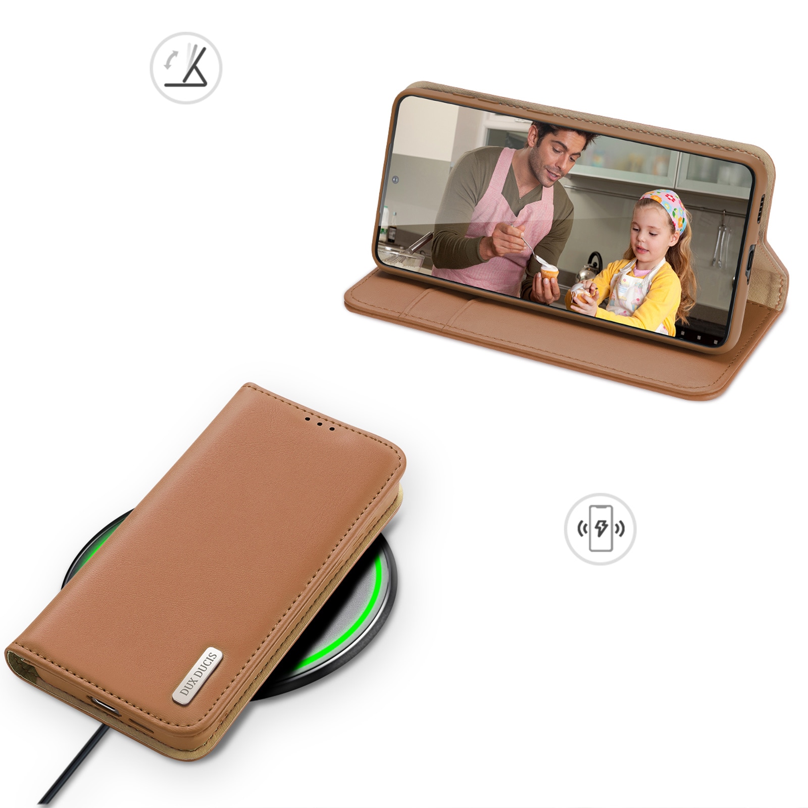 Dux Ducis Hivo etui Samsung Galaxy S23+ flip cover lommebokstativ RFID-blokkering brun