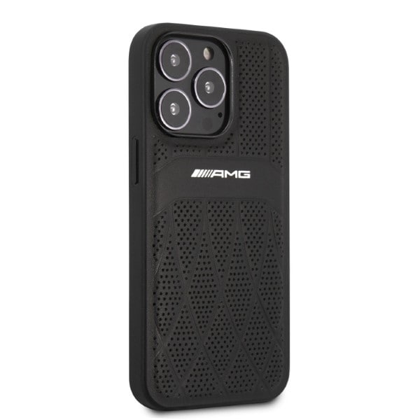AMG AMHCP13LOSDBK iPhone 13 Pro / 13 6,1" svart/svart hardcase i lær med buede linjer