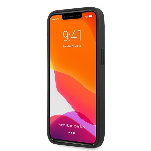 AMG AMHCP13LOSDBK iPhone 13 Pro / 13 6,1" svart/svart hardcase i lær med buede linjer
